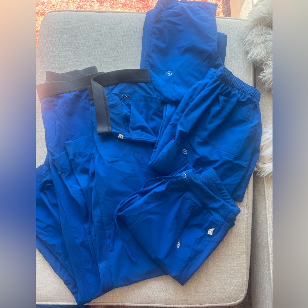 5 Pairs of Scrub Pants Size Small, Royal Blue, Cherokee Infinity, Wink Brand
